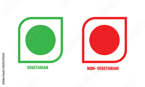 Veg Non-veg icons, Colourful veg and non-veg symbol on white background. Vector Illustration.