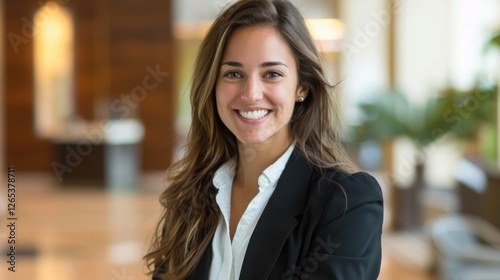 Confident Young Businesswoman Smiling in Office