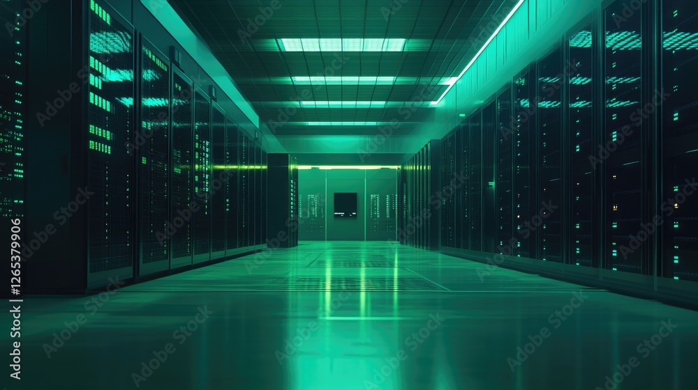 Futuristic Data Center with Servers Futuristic Data Center with Servers