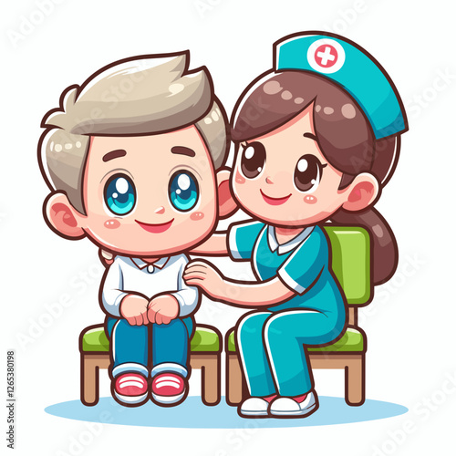 Nurse comforting a patient in a waiting room