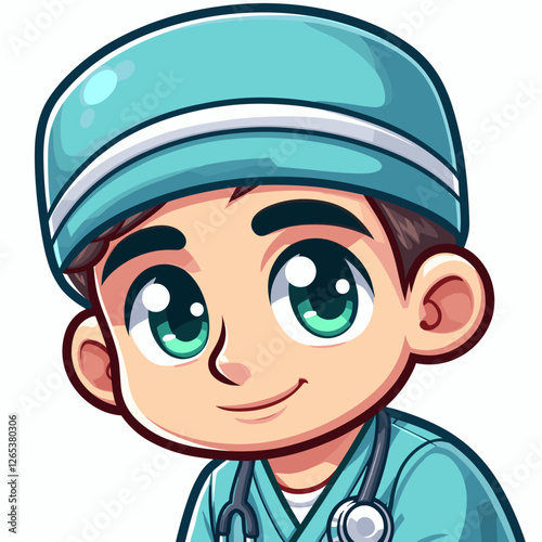Surgeon in scrubs with a stethoscope