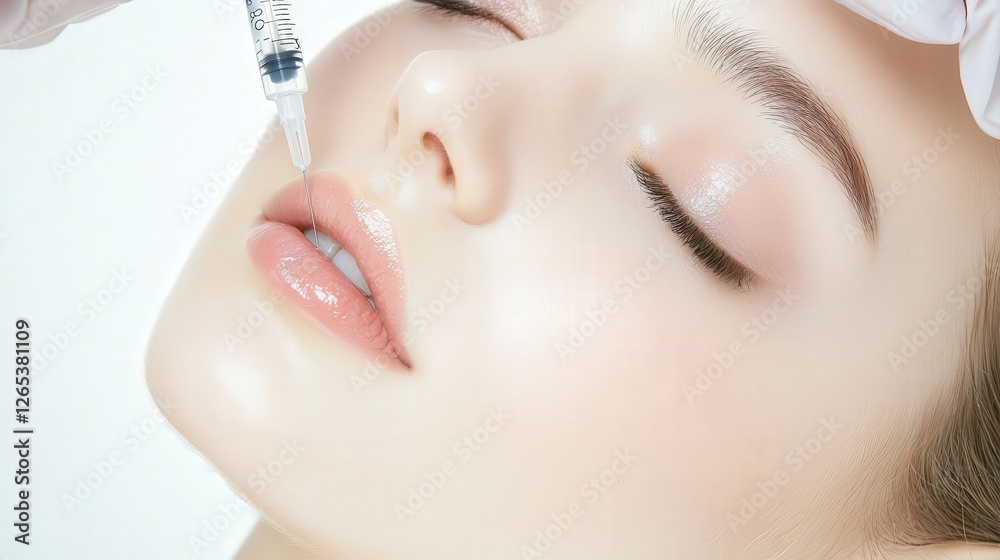 Close-Up of Woman Receiving Lip Injection in Beauty Treatment Session Close-Up of Woman Receiving Lip Injection in Beauty Treatment Session
