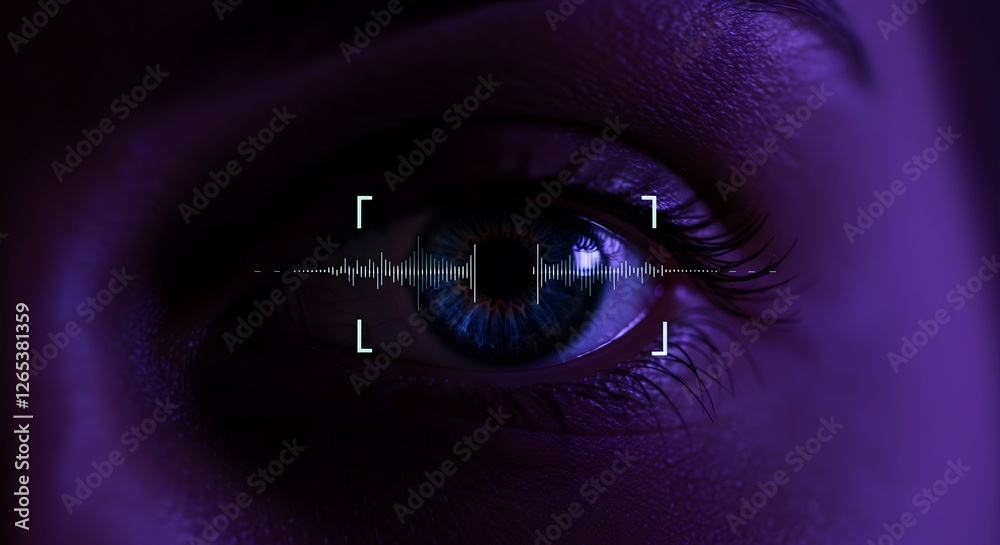 Naklejka premium Eye Scan Biometric Security Technology Iris Recognition and Authentication System