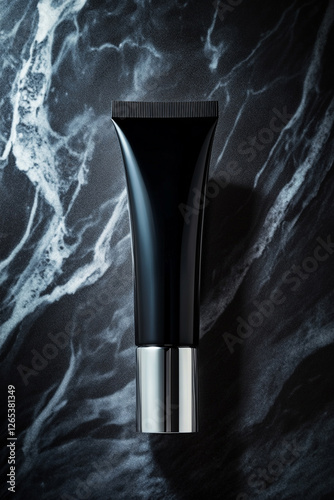 One elegant tube of cosmetics on a dark background with dramatic lighting photo