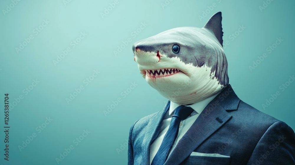 Fototapeta premium Shark Wearing a Business Suit and Tie