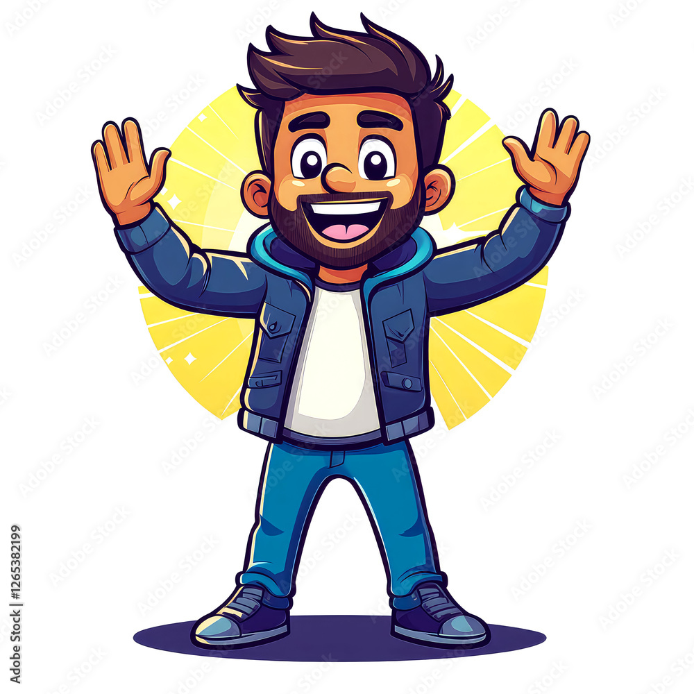 Joyful Cartoon Man: A Happy and Cheerful Character Illustration Joyful Cartoon Man: A Happy and Cheerful Character Illustration
