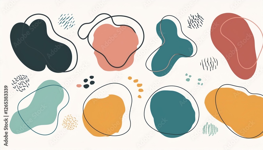 Organic abstract shape set. Abstract texture brush stroke elements. Organic blob grunge paint texture background. Wave, circle blob, triangle contemporary shape. Vector illustration Organic abstract shape set. Abstract texture brush stroke elements. Organic blob grunge paint texture background. Wave, circle blob, triangle contemporary shape. Vector illustration