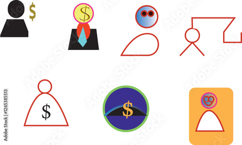 set of icons of women