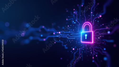 Wallpaper Mural "Cybersecurity Illustration with Lock Icon and Digital Network" Torontodigital.ca