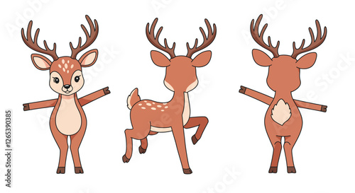 Cute cartoon deer character design in flat style vector art