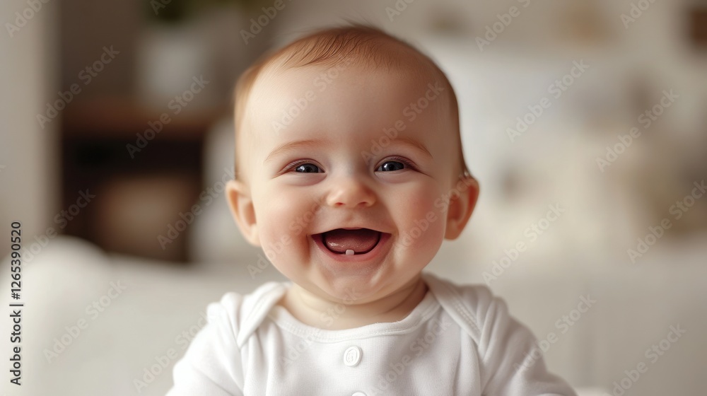 Adorable baby girl with a toothy smile, showcasing early dental development Adorable baby girl with a toothy smile, showcasing early dental development