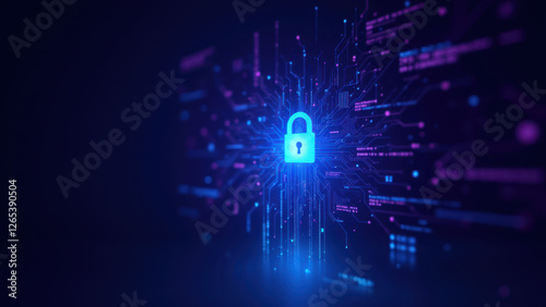 Wallpaper Mural Cybersecurity lock with digital network aura. Torontodigital.ca