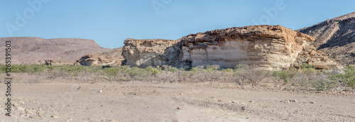 weathering erosion on sandstone hills, near Twyfelfontein, Namibia