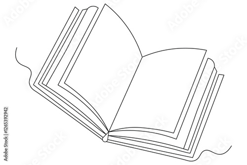 Book Continuous One line art Vector book in line style on white background