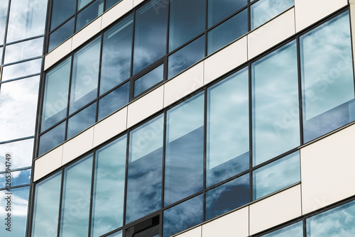 stylish skyscraper modern metropolis building glass material perspective background surface of wall frame work pattern