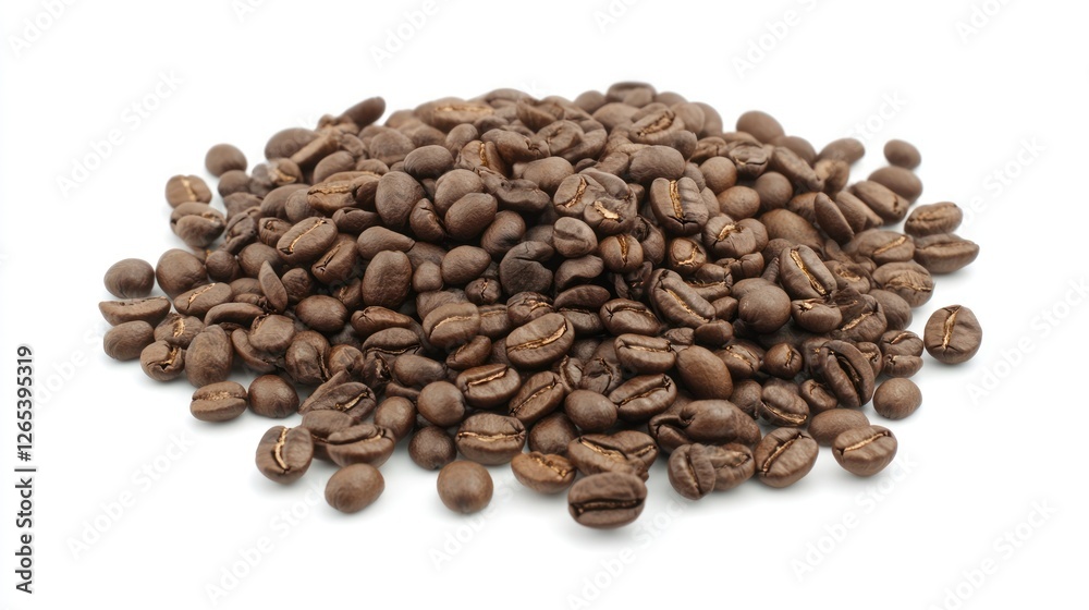 Fototapeta premium Pile of Roasted Coffee Beans Isolated on a White Background Studio Shot