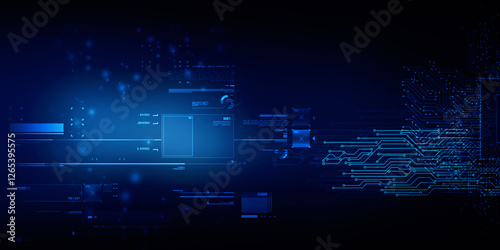 Wallpaper Mural 2d illustration Abstract futuristic electronic circuit technology background Torontodigital.ca