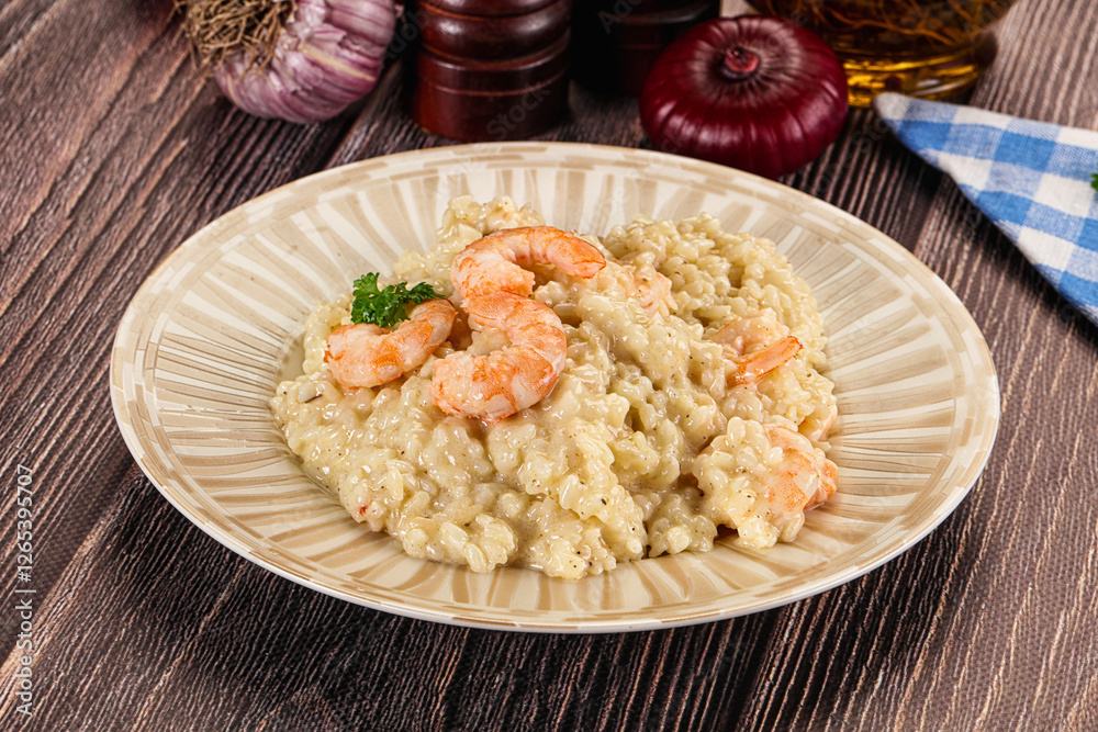 Gourmet risotto with prawn and cheese Gourmet risotto with prawn and cheese