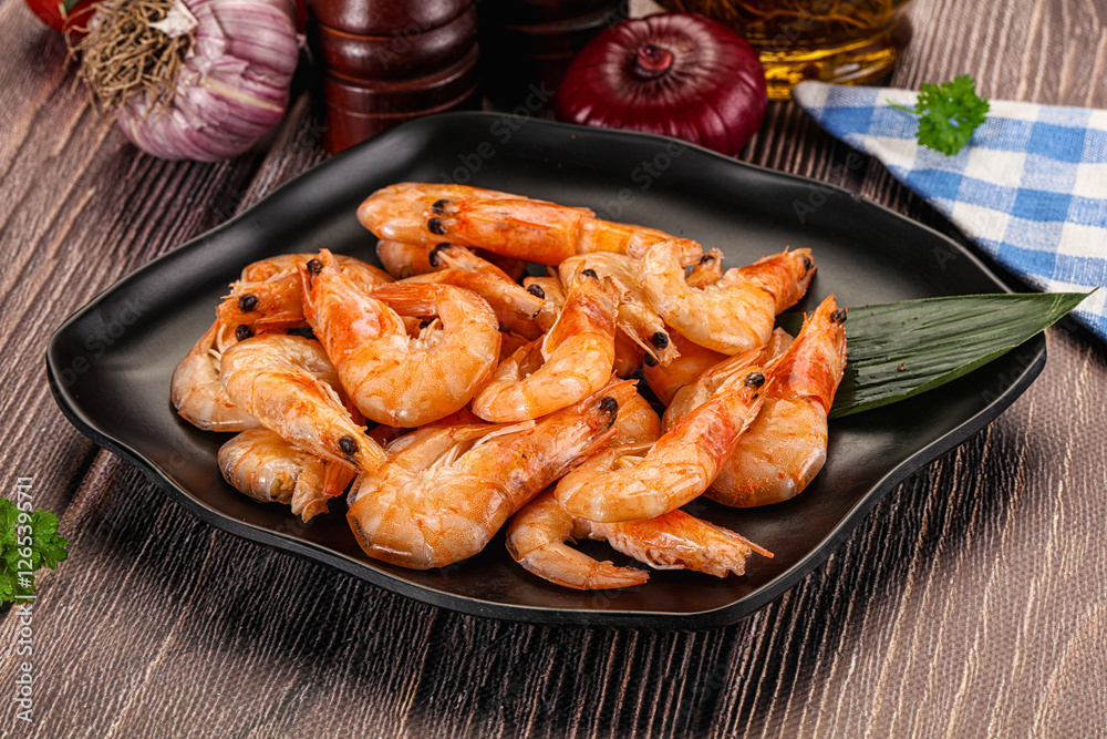 Steamed red prawn with spices Steamed red prawn with spices