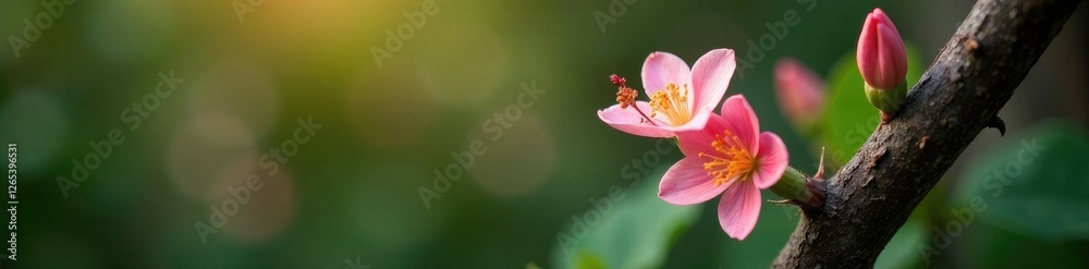 delicate petals on thornless stem with dark brown bark, organic, wood delicate petals on thornless stem with dark brown bark, organic, wood