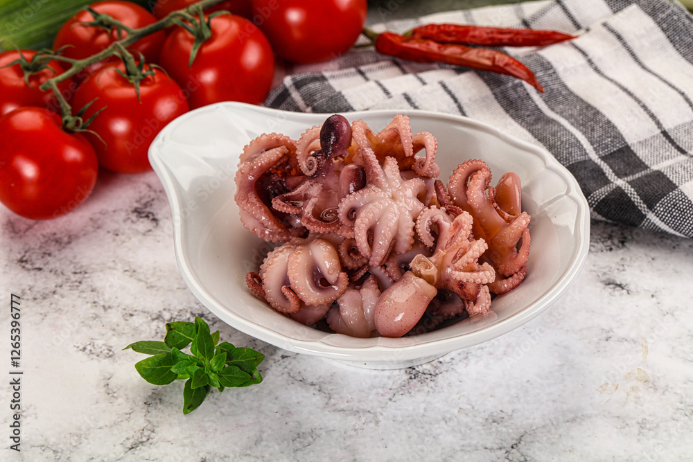 Marinated baby octopus in the bowl Marinated baby octopus in the bowl