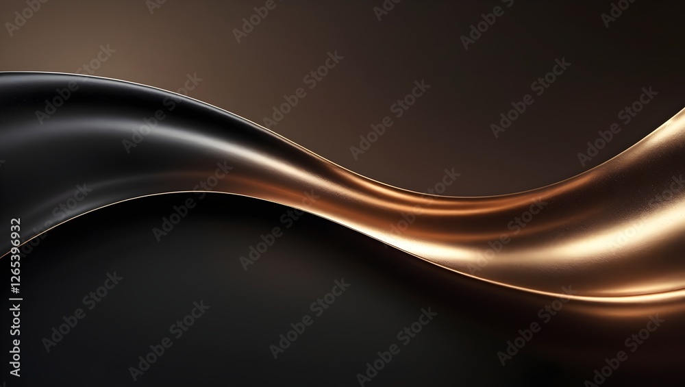 Obraz premium An abstract image featuring a flowing, metallic gold wave against a dark background, creating a sense of movement and luxury.