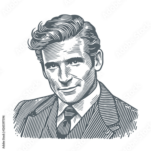 Gentleman wearingglavienes
. Vintage black and white hand drawn engraving style vector illustration.