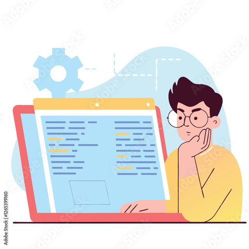 Two individuals working intently on computers in a modern office setup, representing diversity in tech careers. One is of European descent and the other is of Asian descent.
