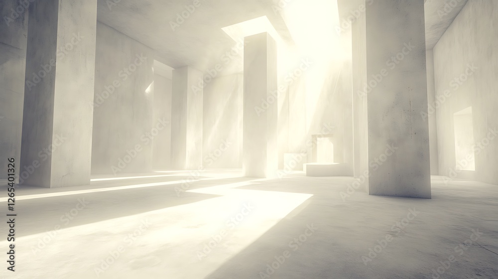 Sunlit Modern Concrete Hallway Architecture Design Sunlit Modern Concrete Hallway Architecture Design