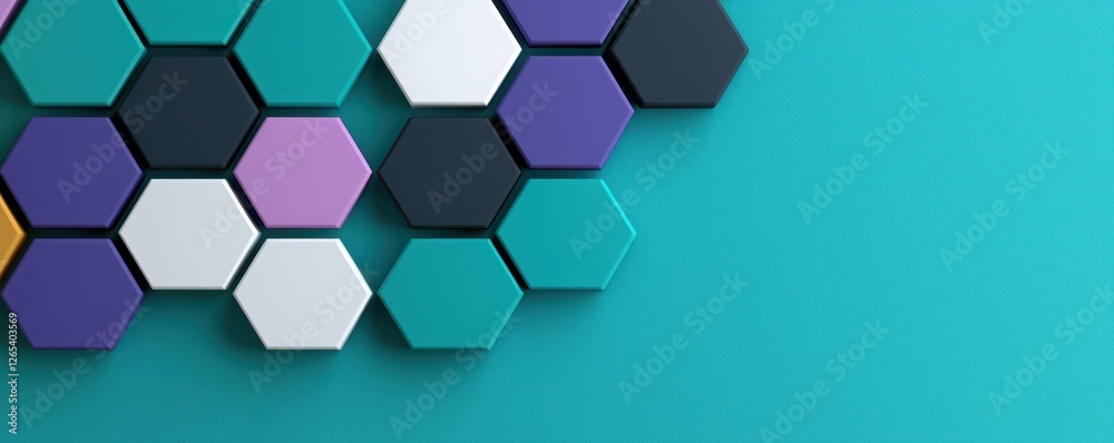 Creative hexagonal patterns modern art studio graphic design contemporary environment close-up view visual concept