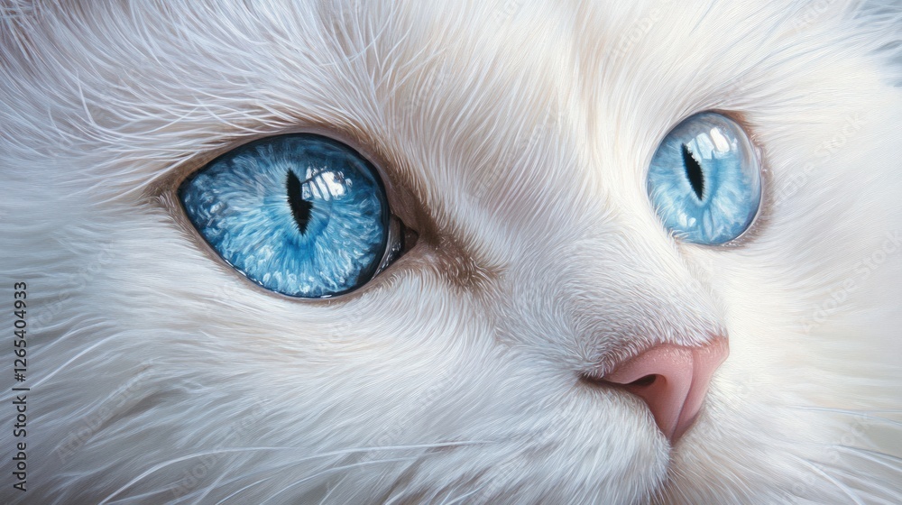 Close-up of a white cat's expressive blue eyes Close-up of a white cat's expressive blue eyes
