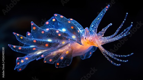 Leafy Sea Slug with rainbow sparkling dots. photo