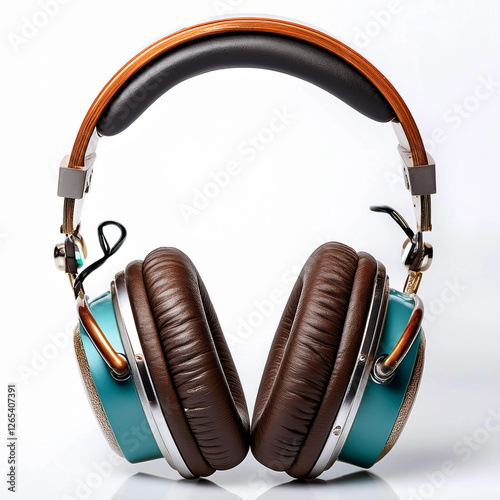 auriculares grandes con espuma, aislado, fondo blanco