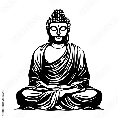 Buddha Silhouette Vector: Deep Thought and Spiritual Enlightenment