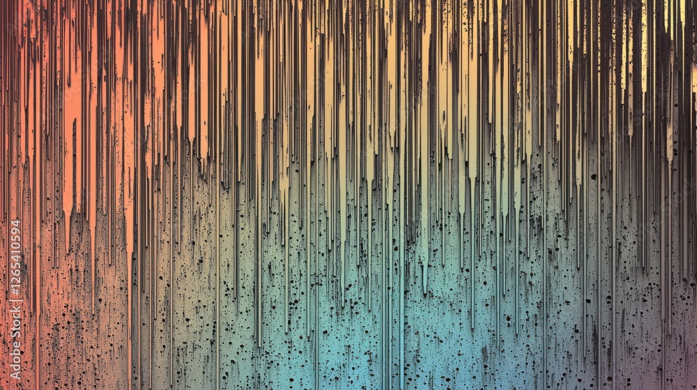 Fototapeta premium An abstract illustration showcasing colorful dripping lines against a gradient background. The design features elegant hues blending together, creating a modern look.