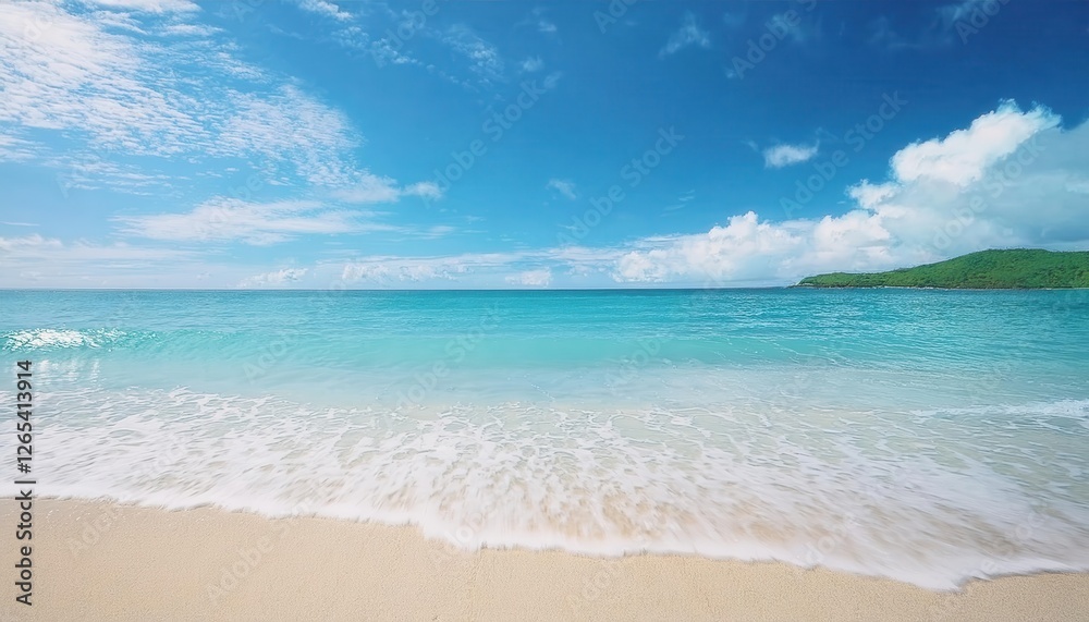 serene tropical beach with crystal clear turquoise water and white sand under a blue sky, ideal for travel promotions serene tropical beach with crystal clear turquoise water and white sand under a blue sky, ideal for travel promotions