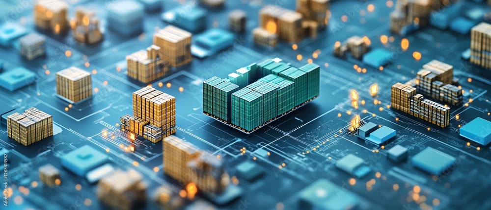 Obraz premium Advanced global supply chain software interface