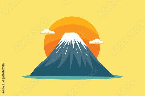 Mountain concept. Colored flat vector illustration isolated.