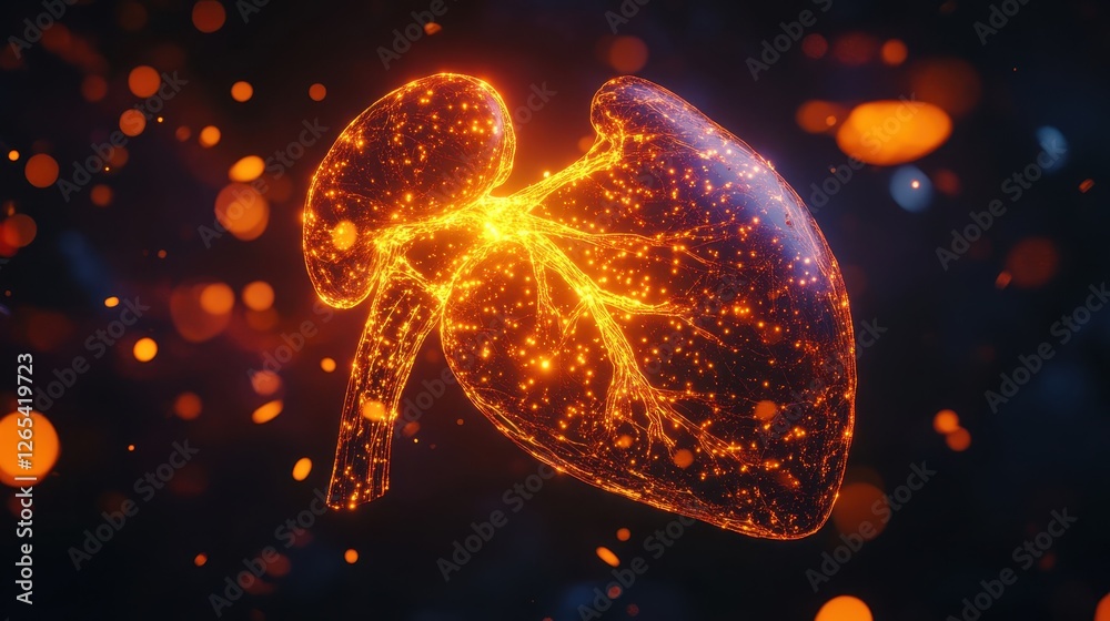 Fototapeta premium Glowing Human Lung Illustration with Abstract Effects