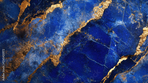 Abstract Blue and Gold Texture with Veins and Inclusions creating a luxurious and captivating pattern with contrasting colors that evoke a sense of depth and elegance