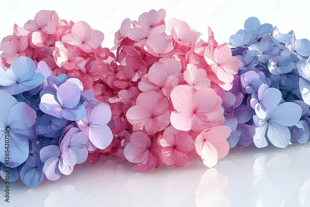 Obraz premium Colorful Hydrangea Bouquet Against White Background