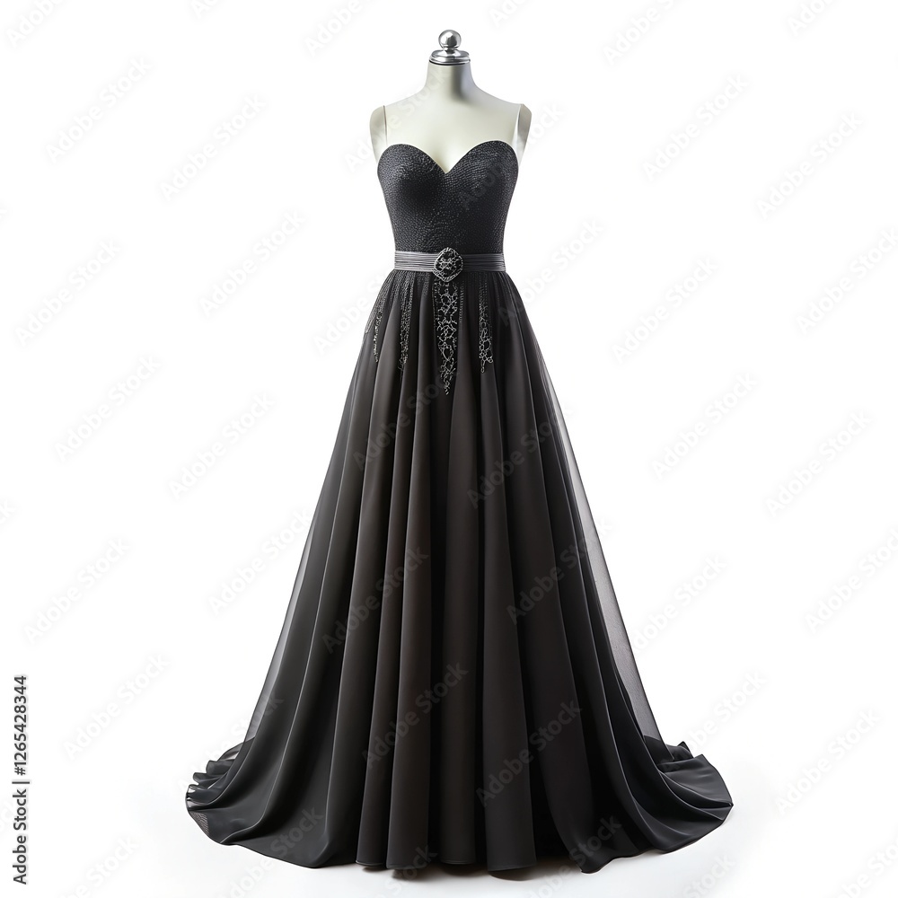 Luxury Wedding Dress  over White Studio Background