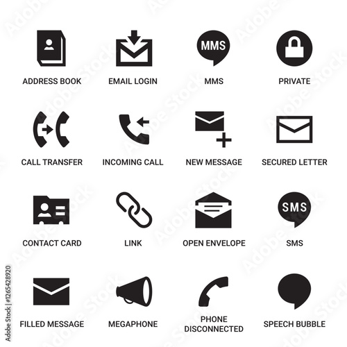 Mobile Communication Category Outline Pictogram Icons Set