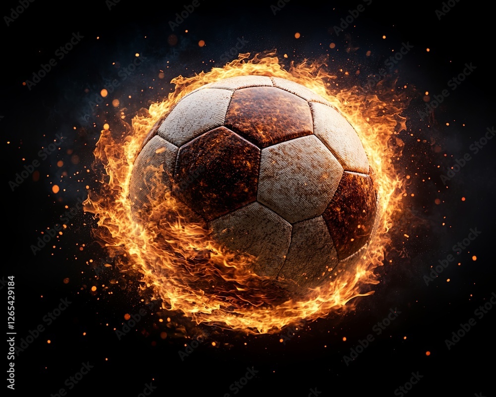 Fototapeta premium projectile streak movement Flaming Soccer Ball in Motion