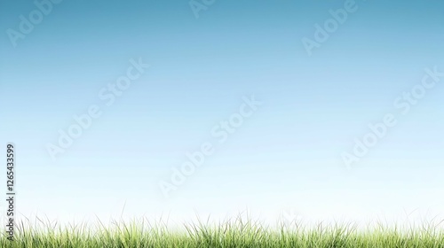 Green Grass Against a Blue Sky Background