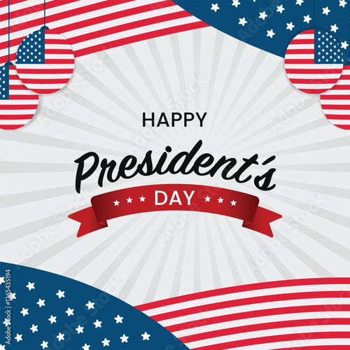 Happy President's Day Greetings Celebration with american flags decoration.Vector illustration