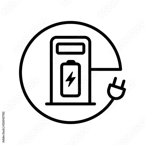 Electric car with plug icon symbol, EV car, Green hybrid vehicles charging point logotype, Eco friendly vehicle concept. Vector illustration