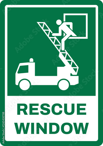 emergency and first aid safety signs v2 uppercase text_rescue window_portrait size a4/a3/a2/a1	 
