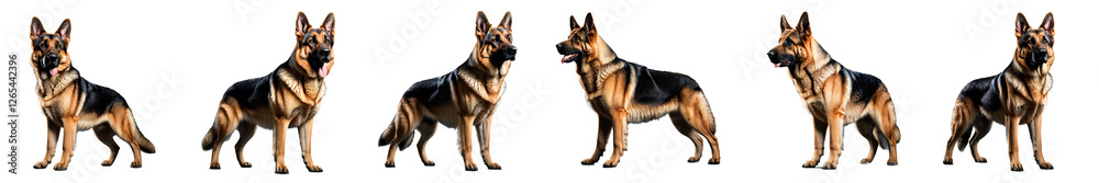 A captivating display of a German Shepherd in various poses A captivating display of a German Shepherd in various poses
