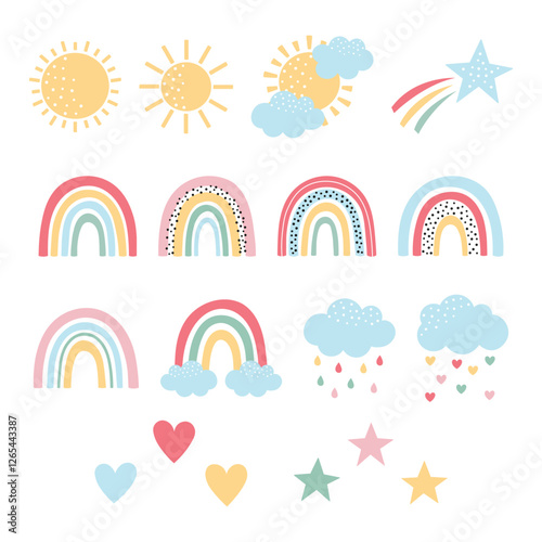 Colorful sky elements vector collection